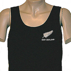 New Zealand & Fern Singlet Embroidered