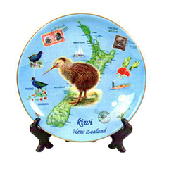 NZ Map & Kiwi Plate - PLA428