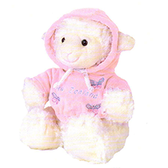 Sitting Lamb In Pink Hoodie - TS3822