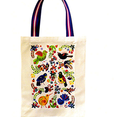 Retro Birds Gusset Tote Bag - 00675