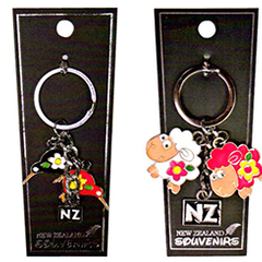 Kiwi & Sheep Charms Key Ring - 20439/ 20518  SET OF 4