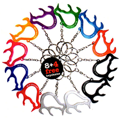 Set of 12 Assorted Kiwi Bottle Opener Key Rings - 21973
