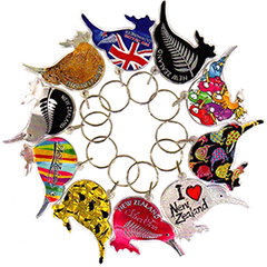 Set of 10 Assorted Kiwi Key Rings - 21974