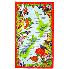 Birds & NZ Map Tea Towel - 65051 PACK of 6