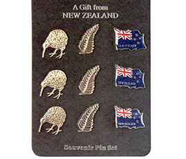 NZ Kiwis, Ferns & Flags Lapel Badges - B31 SET of 9