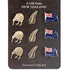NZ Kiwis, Ferns & Flags Lapel Badges - B31 SET of 9