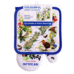 NZ Birds & Flowers Oven Glove & Pot Holder - MBF10-PG