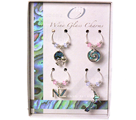 Kiwi NZ Map Wine Glass Charms - MGC05