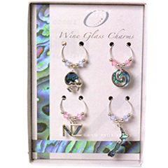 Kiwi NZ Map Wine Glass Charms - MGC05