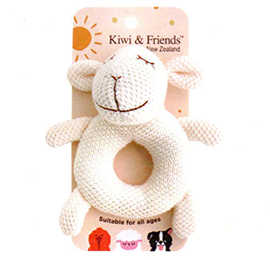 Knitted Lamb Baby Rattle Ring - TBR16