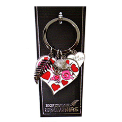 Kiwi Diamantes Hearts Key Ring - 20285 SET OF 4