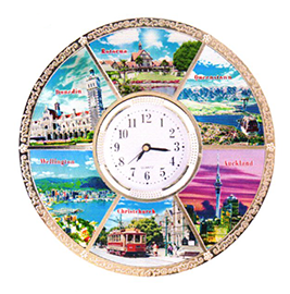 NZ Cities Metal Plate With Clock - PLA208C