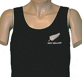 New Zealand & Fern Singlet Embroidered