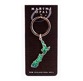 NZ Map Paua Key Ring - PK66 SET OF 4