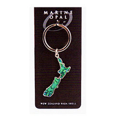 NZ Map Paua Key Ring - PK66 SET OF 4