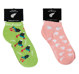 WOMENS Pukeko & Kiwi Socks - SOX35 36 SET of 2