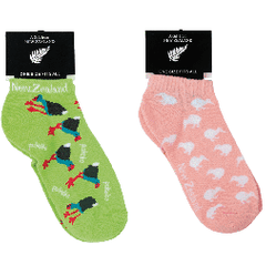 WOMENS Short Pukeko & Kiwi Socks - SOX35 36 SET of 2