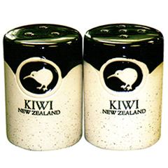 Stoneware Kiwi Salt & Pepper Shakers - 10438