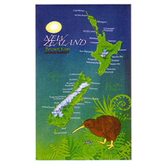 Kiwi & NZ Map Tea Towel - 65046