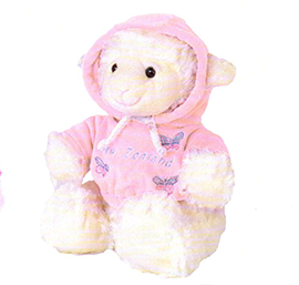Sitting Lamb In Pink Hoodie - TS3822